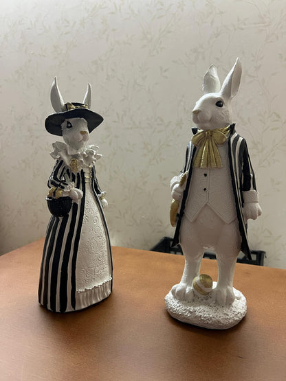 Easter Bunny Decor, Elegant Rabbit Couple, Easter Home Decor, Spring Decoration, Easter Gift, Bunny Sculpture, Easter Rabbit Decor, Easter Rabbit Sculpture