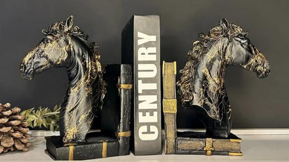 Elegant Horse Bookends, Horse Bookends Decor, Horse Head Bookshelf Decor, Stylish Bookends Gift, Polyester Bookend Set,Horse Statue Bookends