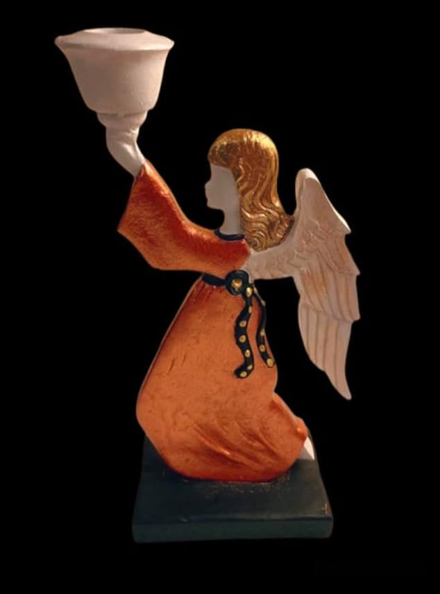 Portacandele a forma di angelo alato, portacandele a forma di angelo, portacandele a forma di angelo, portacandele a forma di bambina, portacandele a forma di statuina di angelo