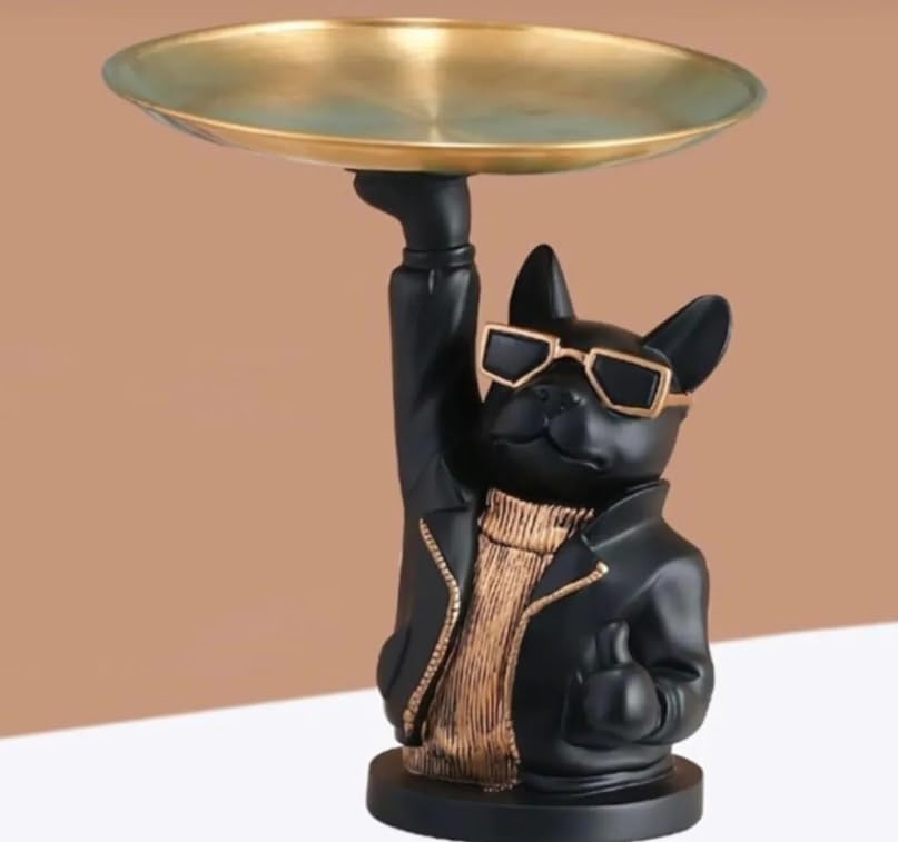 Stylish Bulldog Decorative Tray, Frenchie Figurine, Bulldog Decorative Tray, Dog Lover Gift Decor, French Bulldog Sculpture, Bulldog Decor