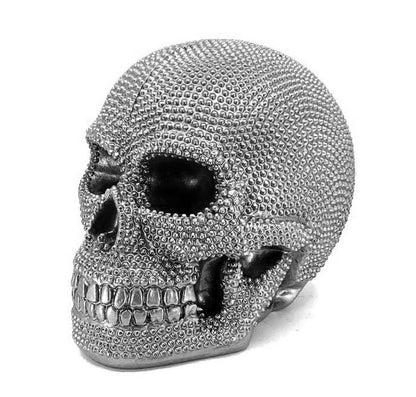 Skull Sculpture with Textured Detail, Gothic Polyester Skull Decor, Skull Decor for Shelves, Textured Surface Skull Decor, Skull Statue, Skull Sculpture, Skull Decor, Skull Objects
