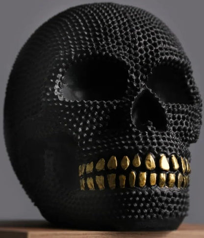 Skull Sculpture with Textured Detail, Gothic Polyester Skull Decor, Skull Decor for Shelves, Textured Surface Skull Decor, Skull Statue, Skull Sculpture, Skull Decor, Skull Objects