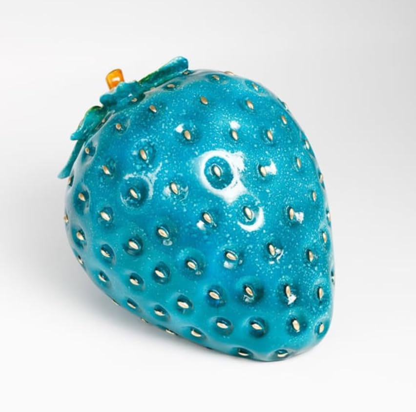 Grande scultura decorativa a forma di fragola, decorazione a forma di fragola, statua a forma di fragola, decorazione unica a tema frutta, scultura a forma di fragola, decorazione a tema frutta, scultura a tema frutta, oggetti a forma di fragola