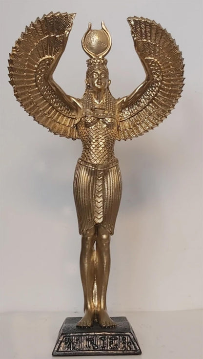 Ägyptische Isis-Statue mit offenen Flügeln, Ägyptische Isis-Statue mit Flügeln, Isis-Statue mit offenen Flügeln, Isis-Statue aus Polyester