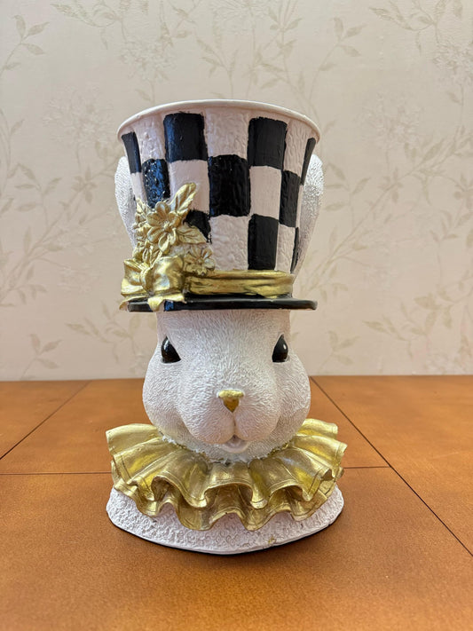 Large Rabbit Statue Vase, Bunny Figurine, Hand-Painted Rabbit Decor, Easter Rabbit Table Decoration, Easter Bunny Figurine, Rabbit Vase