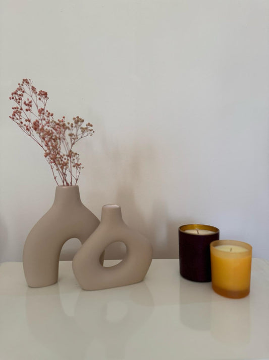 Amorphous Ceramic Vases Set-2, Round Matte Donut Vases, Minimalist Home Decor, Handmade Vase, Decorative Gift, Boho Style Vase, Donut Vase, Round Vase, Amorphous Vase