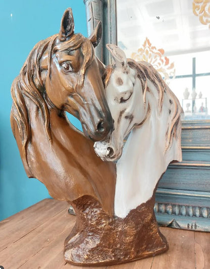 Soul Mate Horse Statue, Soulmate Horse Bust, Double Horse Head Sculpture, Double Horse Head Statue, Horse Couple Statue, Horse Couple Decor