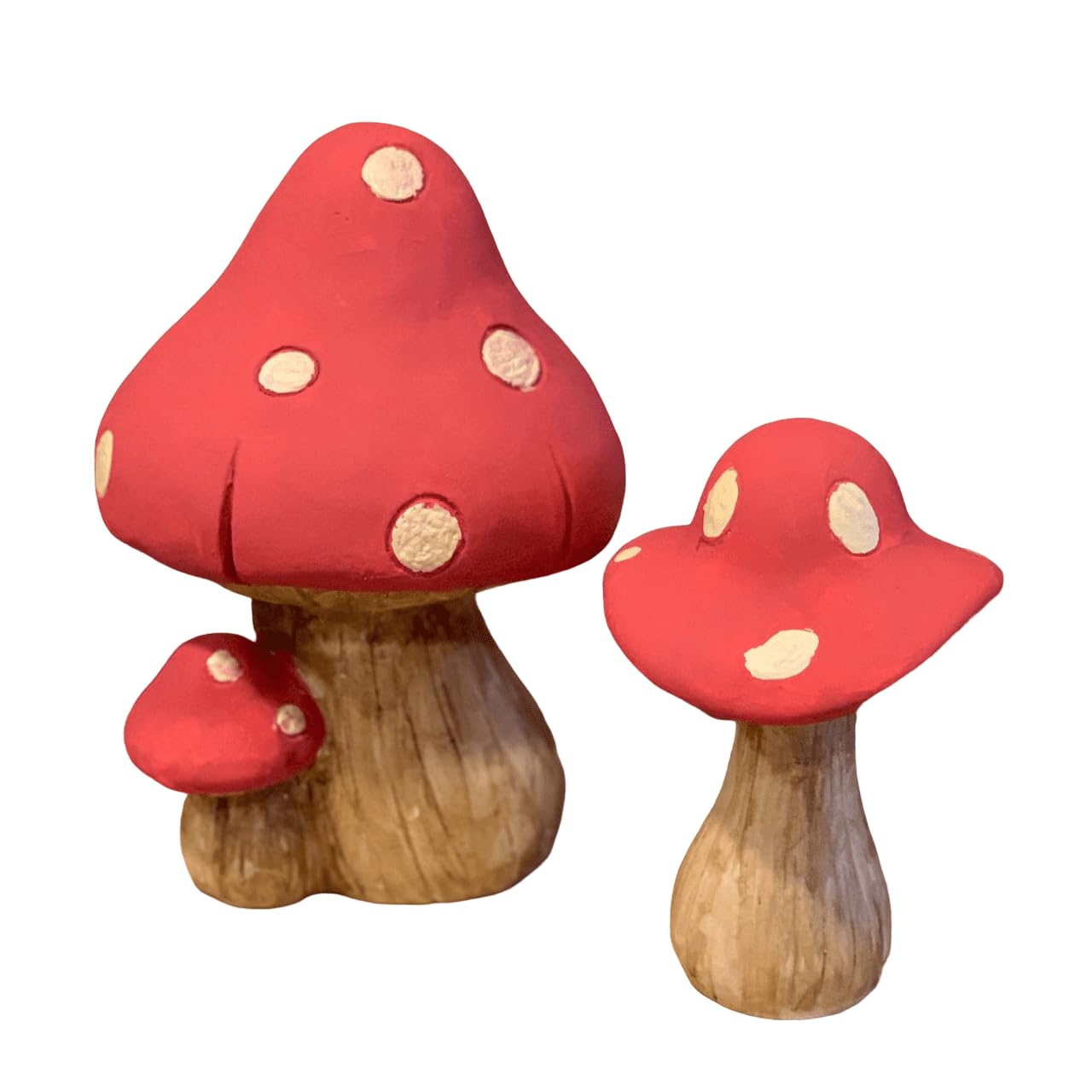 Toadstool Mushroom Figurines Set of 2, Mushroom Home Decor, Toadstool Decor, Whimsical Mushroom Art, Mushroom Figurine Pair, Mushroom Decor