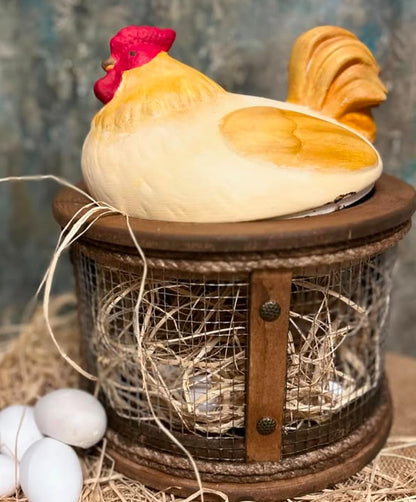 Farmhouse Chicken Egg Basket, Handmade Chicken Egg Holder Cage, Rooster Kitchen Decor, Chicken Wire Egg Storage, Hen Egg Holder