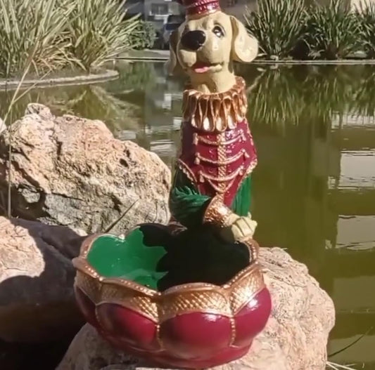 Royal Dog Figurine, King Dog Statue, Elegant Dog Decor, Luxury Dog Sculpture, Dog Crown Decor, Unique Dog Gift, Dog Themed Tabletop Decor, King Dog Decor, Dog Crown Statue