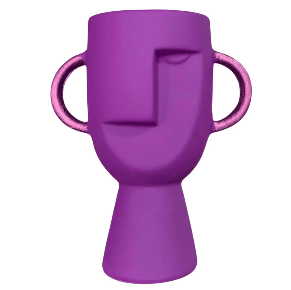 Abstract Face Vase with Dual Handles, Abstract Face Vase, Nordic Style Vase, Polyester Face Art, Small Face Vase, Twin Handle Sculpture