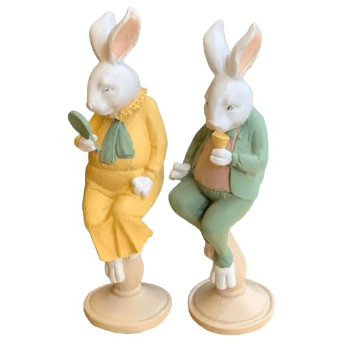 Hasenfiguren mit Spiegel, Hasenfiguren mit Glas, Osterhasen Deko, Osterhasen Deko, Osterhasen Skulptur, Osterhasen Skulptur
