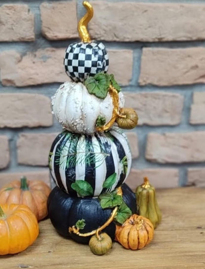 Pumpkin Harvest Decor, Gourd Figurine, Striped Pumpkin Decor, Autumn Gourd Figurine, Seasonal Home Decor, Handmade Harvest Decor, Pumpkin Sculpture, Pumpkin Statue, Pumpkin Decor