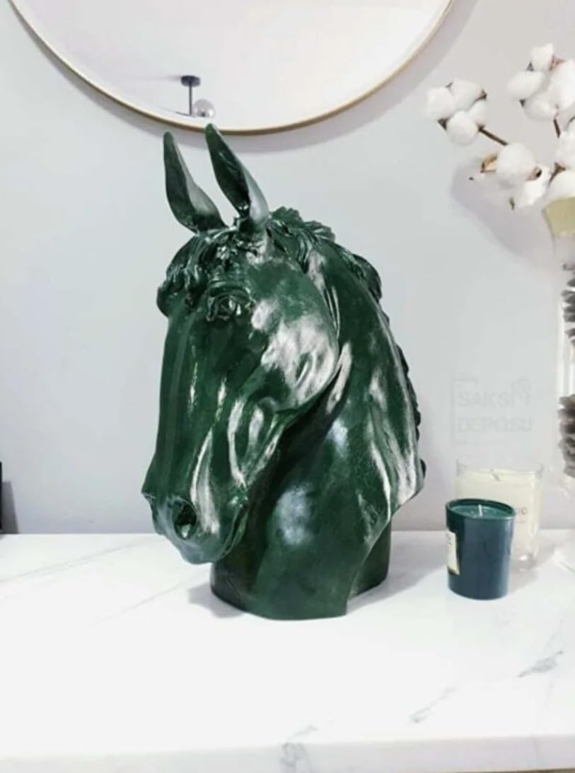Handmade Horse Head Statue, Elegant Horse Figurine, Horse Head Statue, Horse Sculpture Art, Polyester Horse Statue, Elegant Horse Decor