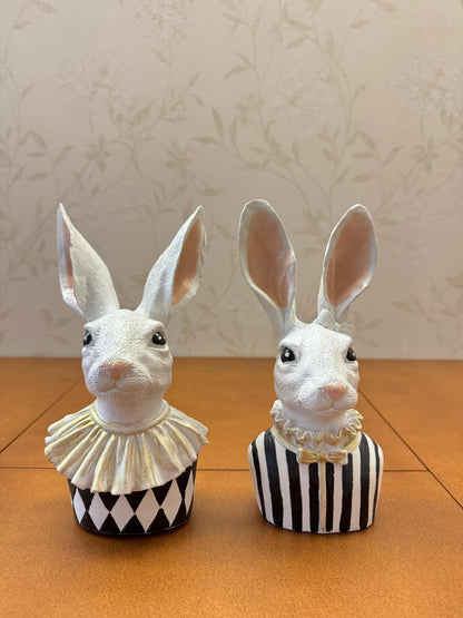 Bunny Bust Figurines, Bunny Bust Decor, Rabbit Figurines Set, Bunny Art Decor, Bunny Decor, Easter Rabbit Figurine, Handmade Rabbit Figurine