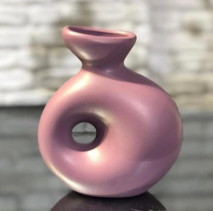 Holey Ceramic Vase, Nordic Style Vase, Round Vase with Hole, Decorative Vase for Dried Flowers, Scandinavian Style Vase, Boho Vase, Ceramic Vase, Round Vase, Scandinavian Vase