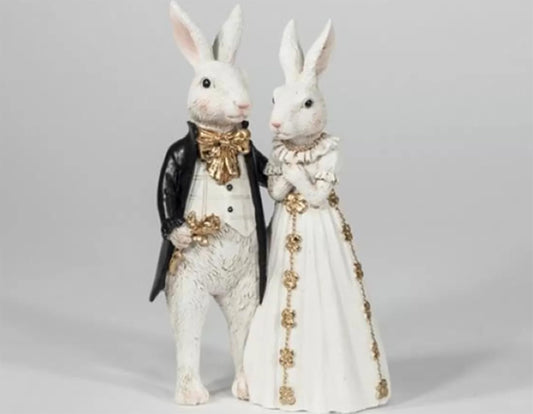 Vintage Hasenpaar Hochzeitsfigur, Elegante Hasenstatue für Braut und Bräutigam, Hasen-Hochzeitsgeschenk, Hasen-Hochzeitsgeschenk, Osterhasen-Dekor, Osterhasen-Dekor, Osterhasen-Statue