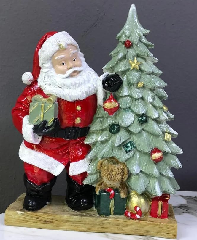 Santa Claus Figurine with Gift Boxes, Christmas Gift, Hand-Painted Sculpture, Christmas Ornaments, Chrismtas Decor, Christmas Tree Sculpture, Santa Sculpture, Santa Decor