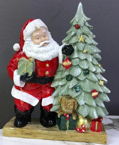Santa Claus Figurine with Gift Boxes, Christmas Gift, Hand-Painted Sculpture, Christmas Ornaments, Chrismtas Decor, Christmas Tree Sculpture, Santa Sculpture, Santa Decor