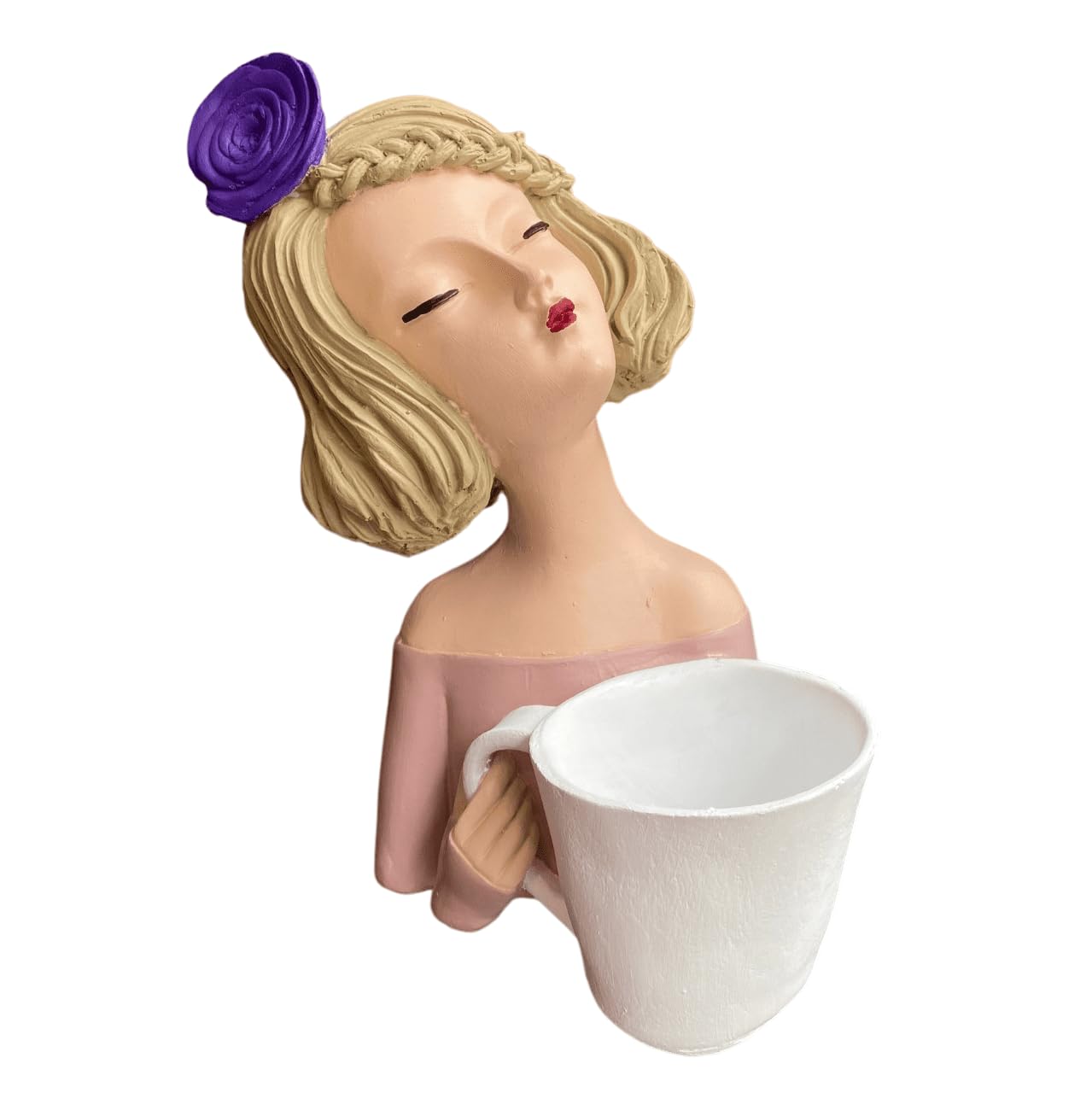 Elegant Female Figurine Holding a Mug, Handcrafted Girl Sculpture, Female Art Statue, Stylish Tabletop Sculpture, Female Statue, Girl Statue, Girl Decor, Girl Sculpture