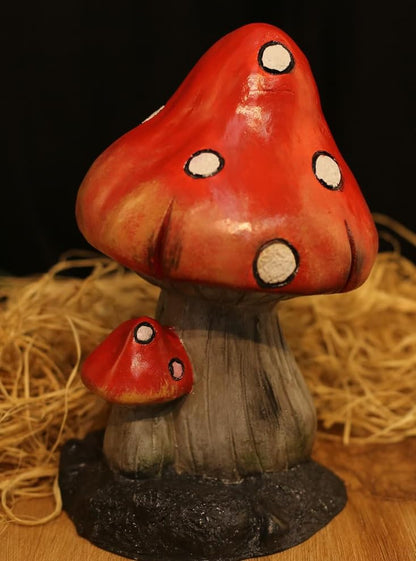 Toadstool Mushroom Figurines Set of 2, Mushroom Home Decor, Toadstool Decor, Whimsical Mushroom Art, Mushroom Figurine Pair, Mushroom Decor
