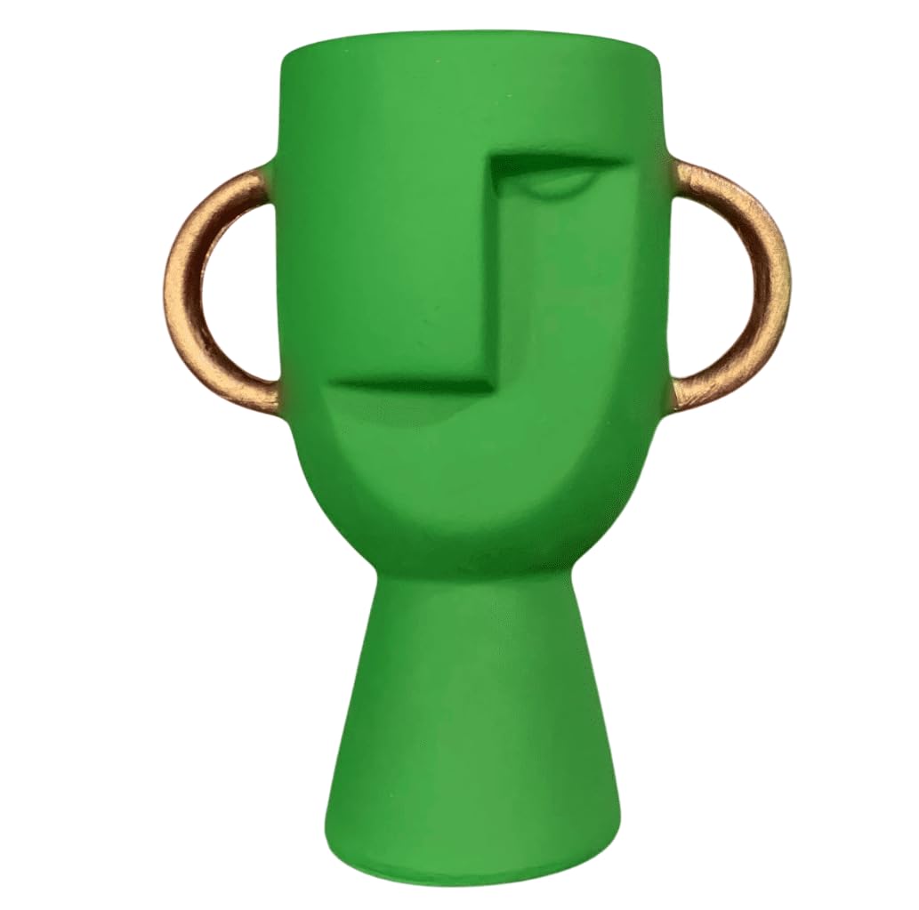 Abstract Face Vase with Dual Handles, Abstract Face Vase, Nordic Style Vase, Polyester Face Art, Small Face Vase, Twin Handle Sculpture