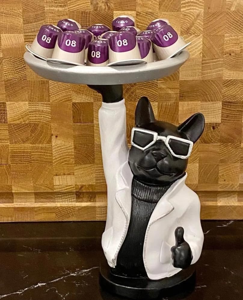 Stylish Bulldog Decorative Tray, Frenchie Figurine, Bulldog Decorative Tray, Dog Lover Gift Decor, French Bulldog Sculpture, Bulldog Decor