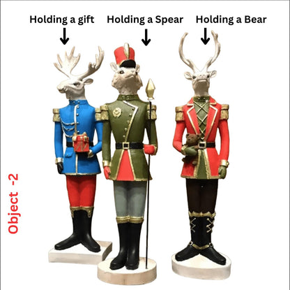 Nutcracker Figurines Set of 3, Nutcracker Animal Sculptures, Christmas Animal Soldier Figurines, Deer Figurine, Nutcracker Decor, Nutcracker Sculpture, Nutcracker Statue