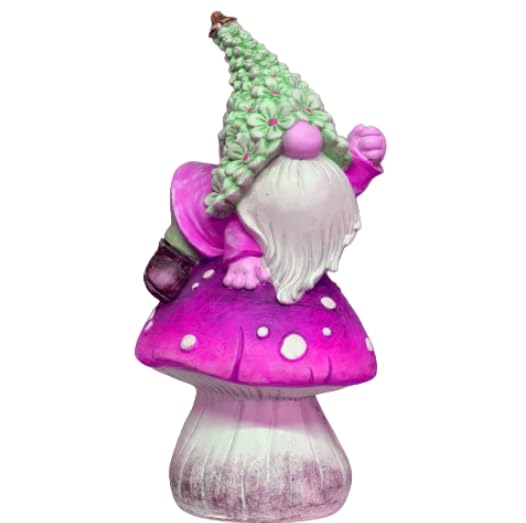 Whimsical Garden Gnome on Mushroom, Mushroom Dwarf Statue, Polyester Dwarf Statue, Garden Gnome Sitting on Mushroom, Dwarf Garden Statue, Mushroom Dwarf Sculpture, Dwarf Garden Sculpture