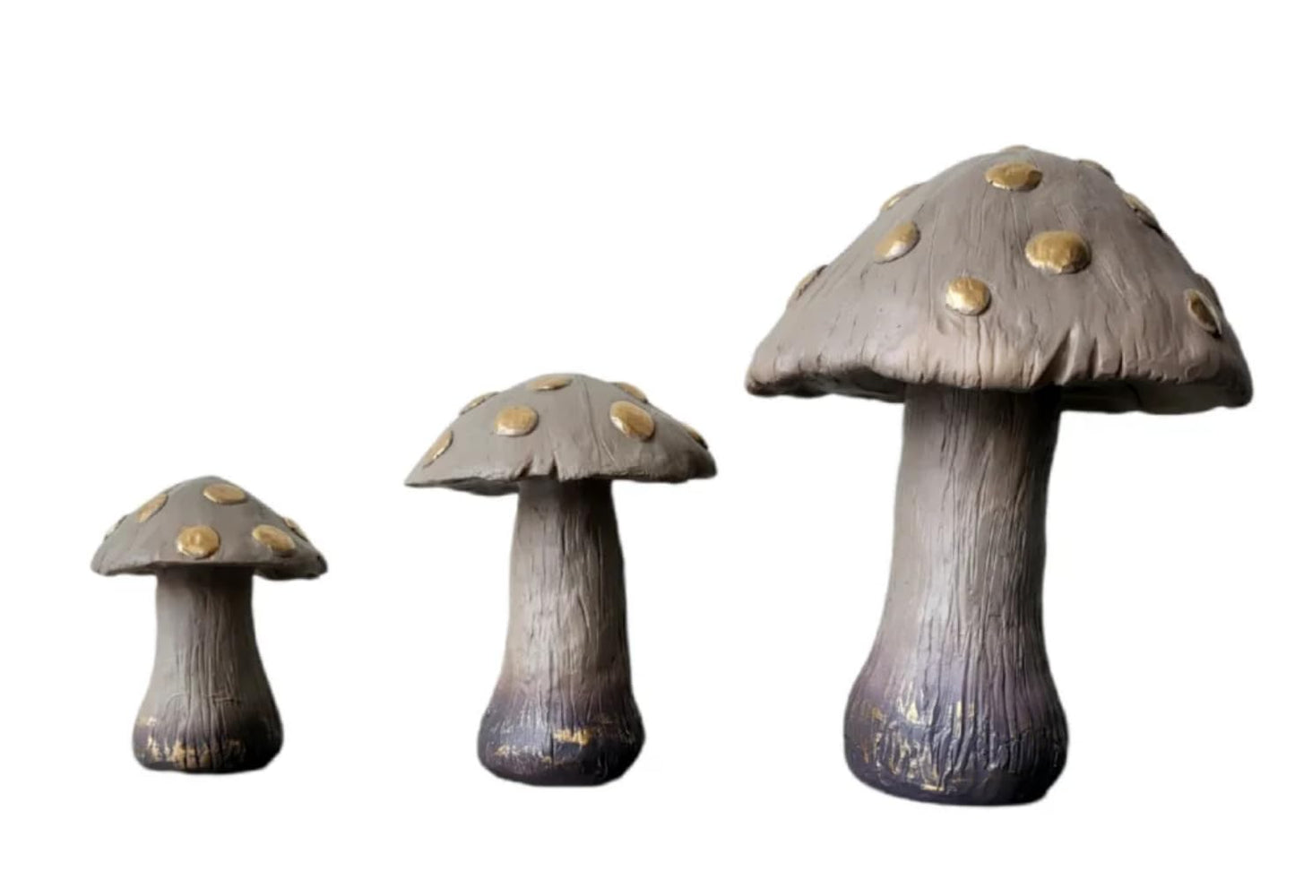 Set of 3 Red Toadstool Mushroom Statues, Mushroom Garden Decor, Toadstool Statue, Mushroom House Decor, Outdoor Mushroom Art, Mushroom Decor