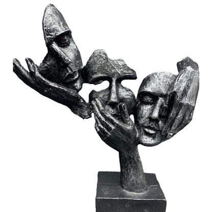 Abstract Three Face On Hand Statue, Tabletop Art Decor, Modern Face Sculpture, Abstract Design Decor, Face Sculpture, Face Statue, Face Decor, Face Objects, Face Figurine