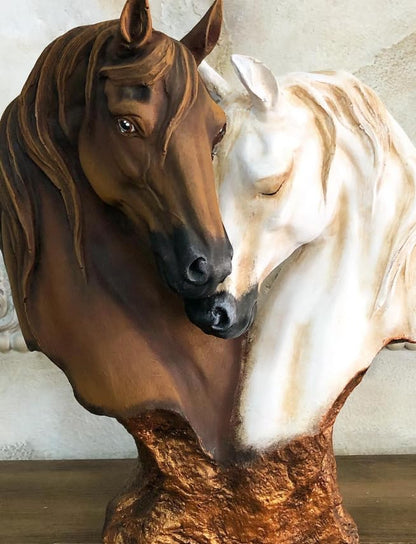 Soul Mate Horse Statue, Soulmate Horse Bust, Double Horse Head Sculpture, Double Horse Head Statue, Horse Couple Statue, Horse Couple Decor