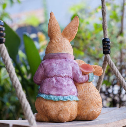 Bunny Reading Figurine, Mother and Baby Rabbit Statue, Easter Home Decor, Rabbit Statue Gift, Bunny Reading Decor, Rabbit Reading Figurine, Rabbit Reading Decor
