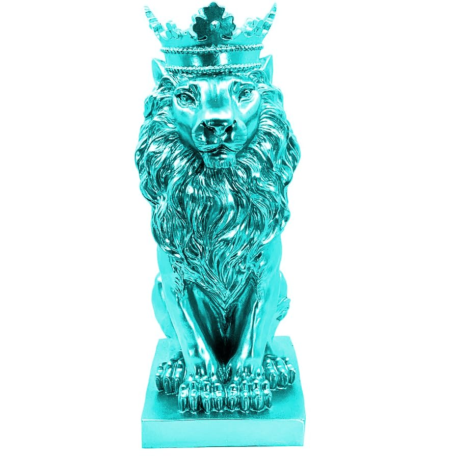 Regal Lion Statue With Crown, Crowned Lion Sculpture, Royal Jungle King Figurine, Royal Themed Home Decor, Lion Crown Figurine, Lion Crown Sculpture, Lion Crown Decor