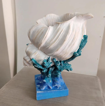 Seashell Vase with Coral Base, Seashell Flower Vase, Seashell Vase, Modern Coastal Shell Vase, Ocean Home Decor, Nautical Decor, Ocean Vase