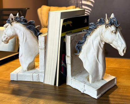 Elegant Horse Bookends, Horse Bookends Decor, Horse Head Bookshelf Decor, Stylish Bookends Gift, Polyester Bookend Set,Horse Statue Bookends