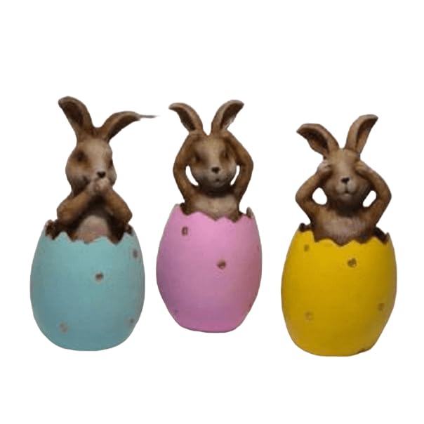 Wise Bunnies Figurines Set Of 3, Easter Bunny Decorations, Rabbit in Egg Figurines, Decorative Bunny Ornaments, Decorative Bunny Figurine, Easter Bunny Figurine, Easter Rabbit Figurine