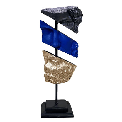 Modern Poseidon Sculpture on Pedestal, Contemporary Poseidon Bust Statue, Polyester Poseidon Head Statue with Stand, Poseidon Face Statue