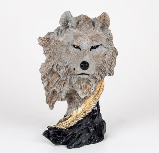 Wolf Head Sculpture, Wolf Lover Gift, Rustic Wolf Home Decor, Wolf Bust, Wildlife Lover Gift, Polyester Wolf Statue, Gothic Wolf Figurine, Wolf Head Statue, Wolf Head Decor