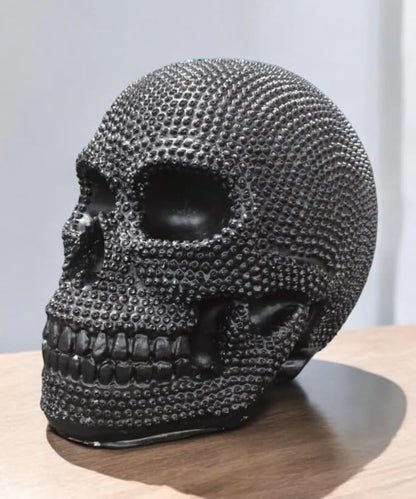 Skull Sculpture with Textured Detail, Gothic Polyester Skull Decor, Skull Decor for Shelves, Textured Surface Skull Decor, Skull Statue, Skull Sculpture, Skull Decor, Skull Objects