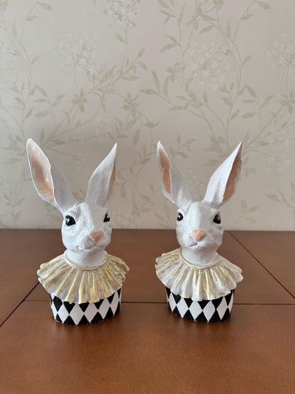 Bunny Bust Figurines, Bunny Bust Decor, Rabbit Figurines Set, Bunny Art Decor, Bunny Decor, Easter Rabbit Figurine, Handmade Rabbit Figurine