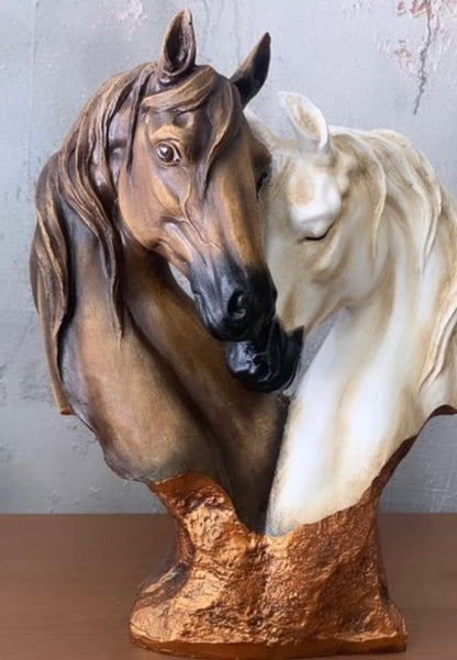 Soul Mate Horse Statue, Soulmate Horse Bust, Double Horse Head Sculpture, Double Horse Head Statue, Horse Couple Statue, Horse Couple Decor