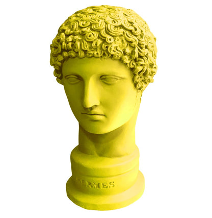 Griechische Hermes-Statue, abstraktes Gesicht, griechische Büstenskulptur, zeitgenössische griechische Mythologie-Skulptur, klassischer Büsten-Wohnakzent