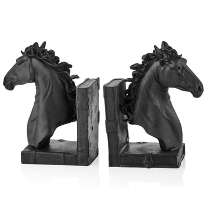 Elegant Horse Bookends, Horse Bookends Decor, Horse Head Bookshelf Decor, Stylish Bookends Gift, Polyester Bookend Set,Horse Statue Bookends