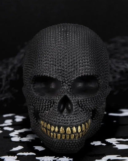 Skull Sculpture with Textured Detail, Gothic Polyester Skull Decor, Skull Decor for Shelves, Textured Surface Skull Decor, Skull Statue, Skull Sculpture, Skull Decor, Skull Objects