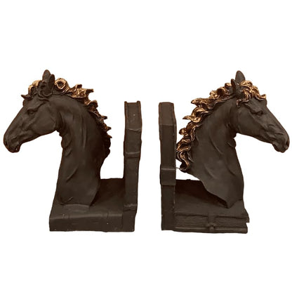 Elegant Horse Bookends, Horse Bookends Decor, Horse Head Bookshelf Decor, Stylish Bookends Gift, Polyester Bookend Set,Horse Statue Bookends