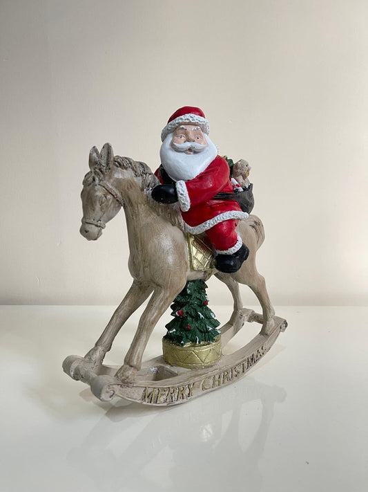 Santa Claus Riding Horse Figurine, Hand-painted Santa figurine, Unique Christmas Decorations, Santa Decor, Santa Claus Decor, Santa Decor, Santa Sculpture