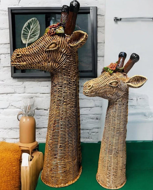 Handwoven Wicker Giraffe Decor Set, Giraffe Wicker Figurines, Giraffe Statue, Woven Giraffe Sculpture, Handmade Giraffe Decor, Giraffe Decor, Giraffe Figurine, Giraffe Sculpture
