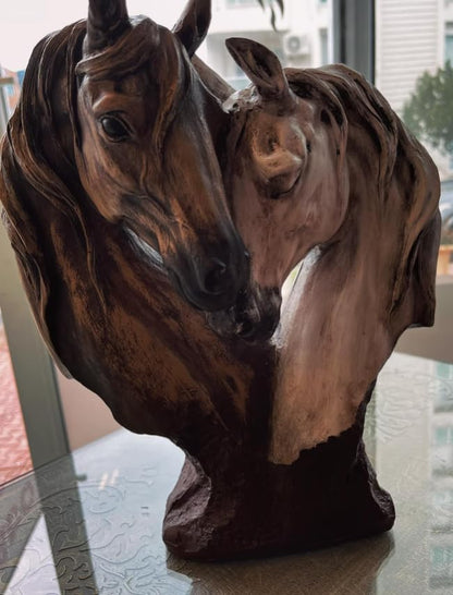 Soul Mate Horse Statue, Soulmate Horse Bust, Double Horse Head Sculpture, Double Horse Head Statue, Horse Couple Statue, Horse Couple Decor