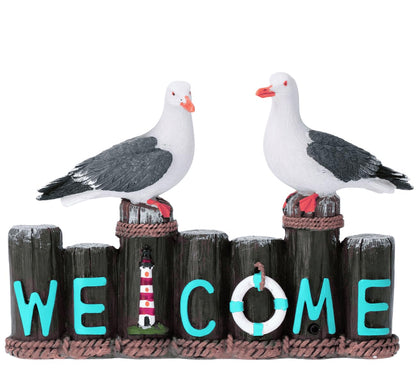 Nautical Seagull Welcome Sign Sculpture, Seagull Welcome Sign, Coastal Home Decor, Nautical Beach Decor, Welcome Sign Gift, Seagull Statue